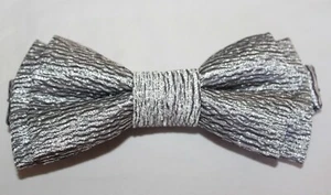 UNISEX SILVER ADJUSTABLE BOW TIE STRAP BOW TIE-NEW - Picture 1 of 6