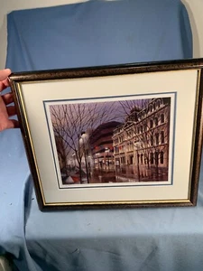 Street Scene at Night Colored Print limited Ed 33/950 signed "Huntsberger" Frame - Picture 1 of 6