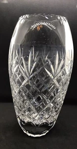 Vintage 8" böhmische Kristall Fassform Vase überbacken mit Diamantfächern schwer - Bild 1 von 8