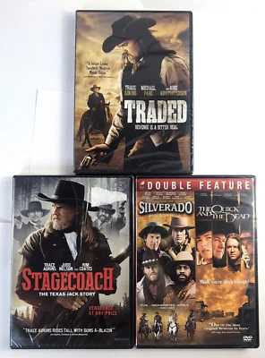 New Lot of 3 DVD's: Westerns Traded Stagecoach Silverado Quick Dead, Sealed NIB Foto 1 de 4