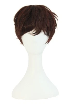 Boy Cut Wig Short Curl (Dark Brown) Men Women Cosplay Anime Flapper Flip - Image 1 of 2