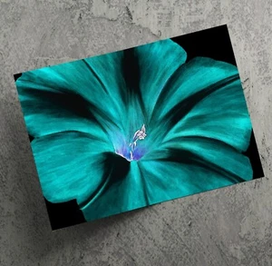 Türkis Blumen Gemälde Poster Druck Wandbild Bild oder Leinwanddrucke Kunstwerk - Bild 1 von 28