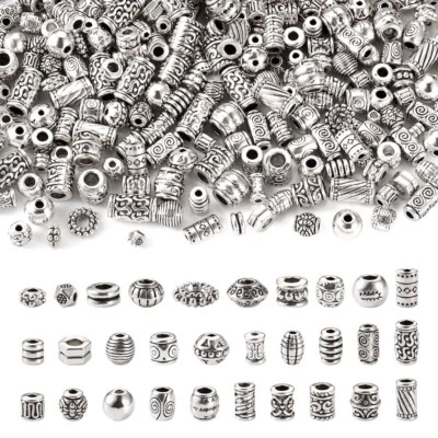 300Pcs Antique Silver Tibetan Style Alloy Beads Jewelry Making Kits 3~12x3~7mm - Image 1 of 4