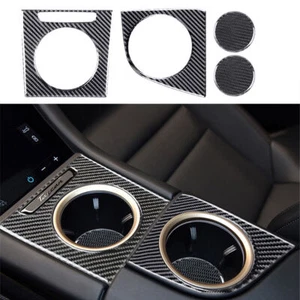 4pcs Carbon Fiber Center Cup Holder Cover Trim For Porsche Taycan 2019-22 - Picture 1 of 11