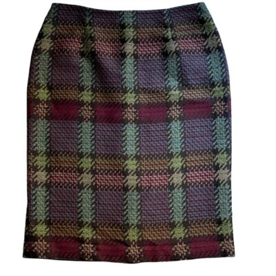 NUEVO CON ETIQUETAS Bill Blass New York Multi Patchwork Jacquard Falda Lápiz Para Mujer 10 Foto 1 de 4