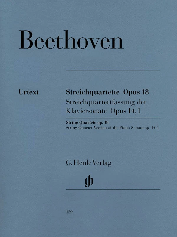 Beethoven String Quartets Op 18 & Piano Sonata Op 14 Henle Urtext Music Book - Image 1 of 1