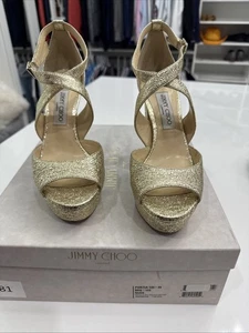 jimmy choo gold Platform Heels Size 39 - Picture 1 of 5