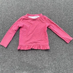 RuffleButts Langarm Rash Guard Schwimmen Top Herz Tupfen UPF 50+ Rosa Größe 5 - Bild 1 von 7