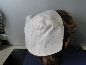 Antiguo Gorro Cabeza Algodón Bordado Blanco Principios Xx Folklore Teatro Cine N - Picture 1 of 5
