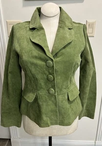 LAL LIVE A LITTLE GREEN LEATHER / SUEDE JACKET COTTAGE CORE MED NWOT - Picture 1 of 14