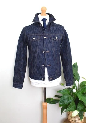 NAKED & FAMOUS Indigo 16.5oz Sakura Slub Selvedge Denim Jacket Size Small 36/46 — 第 1/4 张图片