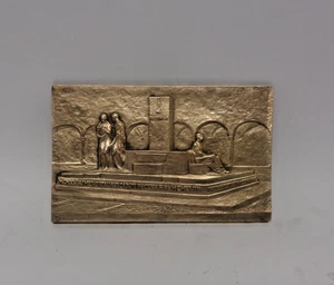 Antike Bronze "Almedici Taliani Cadutin Caduti in Guerra" Arigo Mederbi Plakette - Bild 1 von 4