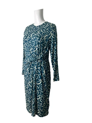 M&S Collections Shift Dress Size 12 Teal Patterned Womens NEW EU 40 RRP £29.50 - Image 1 of 4