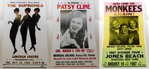 Posten 3 22"x14" Konzert Poster #Patsy Cline, Monkees Sommertournee, The Supremes - Bild 1 von 4