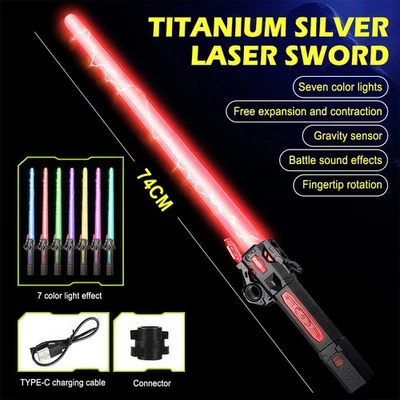 Lichtschwert Licht Sound Schwert Ninja Laserschwert LED Leuchtschwert 7 Farben - Bild 1 von 4