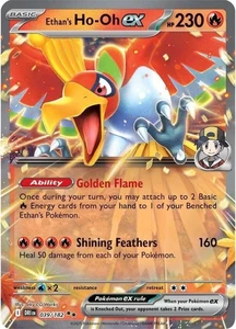 Pokemon Destined Rivals Ethan's Ho-Oh ex 039/182 Doble Tarjeta Holográfica Rara - Imagen 1 de 1