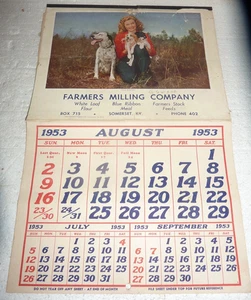 Vtg 1953 Advertising Calendar Ephemera Farmers Milling Co. Somerset Kentucky Ky - Picture 1 of 3