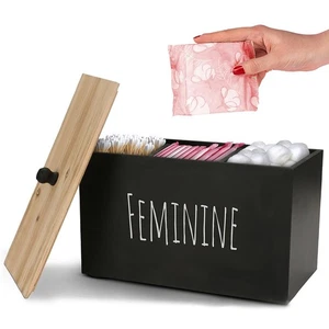 Wooden Laundry Pod Container with Lid for Pods Tampons and Small Item Storage - Picture 1 of 7