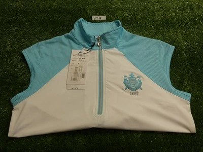 Camisa de golf Daily Sports para mujer Cathy Cap sin mangas C.C. Logo blanco/azul pequeño Foto 1 de 2