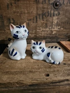 Henriksen blau-weiß Porzellan japanische Katzen Salz und Pfeffer - Bild 1 von 12
