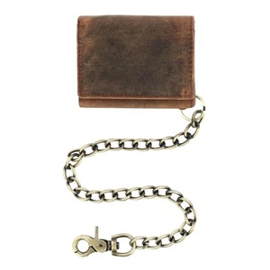Cazoro Men's RFID Vintage Leather Trifold Chain Wallet - Picture 1 of 16