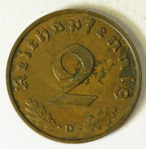 GERMANY (Third Reich) 2 Reichspfennig 1936 D - Bronze - XF - 3805 - Picture 1 of 2