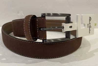 Nuevo Cinturón Robert Graham Tostado/Marrón Gamuza Cuero Marrón 34 Foto 1 de 4