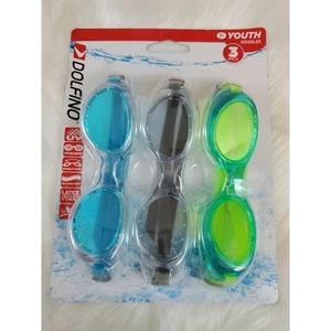 Pack de 3 Gafas de Natación Dolfino Juveniles Nuevas en Paquete Original Azul Gris Verde - Imagen 1 de 2