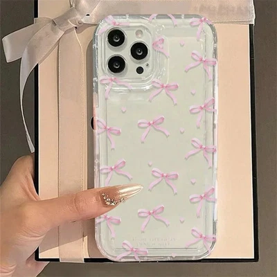 Cute Pink Heart Clear Phone Case Compatible with iPhone 16 15 14 13 12 Pro Max - Image 1 of 4