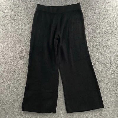 Express Womens Pants Black Size Large Wide Leg High Rise Knit Acrylic Blend - Image 1 of 4