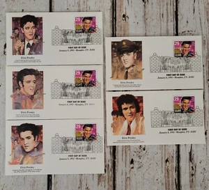 Juego de 5 sellos oficiales de Elvis Presley primer día de emisión 1993 Fleetwood como nuevos - Imagen 1 de 2