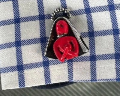 SALVADOR TERAN 令人惊叹的纯银红色人偶墨西哥现代主义袖扣,1950 年 — 第 1/4 张图片