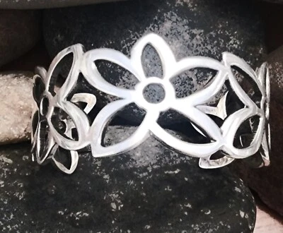 Retired James Avery Openwork Flower Cuff Bracelet  ~ 43.24 Grams - Image 1 of 4