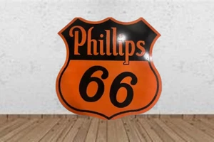 Phillips 66 Rare Porcelain Enamel Heavy Metal Sign Double  Side - Picture 1 of 7