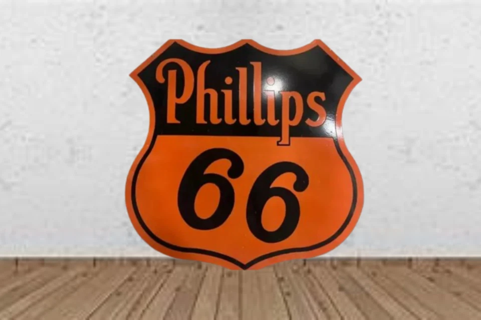 Phillips 66 Rare Porcelain Enamel Heavy Metal Sign Double  Side - Image 1 of 4