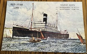 Red Star Line SS Minnewoska/Minnetonka - steamship art - Picture 1 of 6