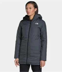 North Face Womens Mossbud Insulated Reversible Parka Grey Black XSmall NWT 2021 - Picture 1 of 12