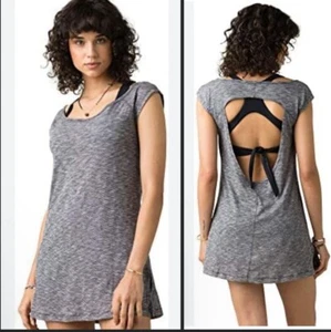 prAna Organic Active Wear Bella Falls Tunic Dress Black Heather Size Medium NWT - Picture 1 of 6