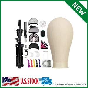 22 Inch Wig Head White Wig Stand Tripod with Head Canvas Block Head Mannequin - Picture 1 of 10