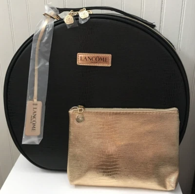 Bolsa de viaje Lancome grande negra para maquillaje cosmético FUNDA DE TREN SUAVE bolsa de cosméticos dorada Foto 1 de 4