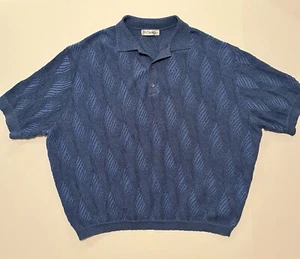 VTG ST CROIX Mens Raised Abstract SS Sweater Polo-2XL-Blue - Picture 1 of 11