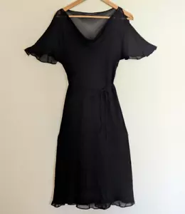 Vtg Express Silk Dress Sz 5 6 Mesh Lace Whimsigoth Fairy Witchy Y2K Romantic - Picture 1 of 13