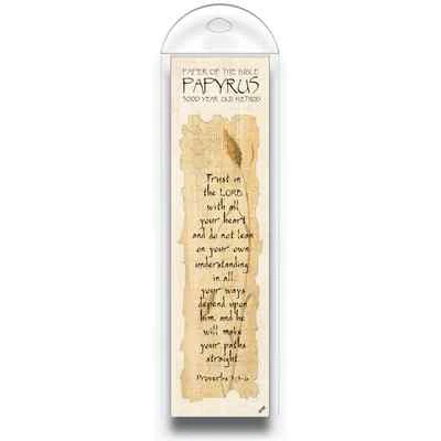 Authentic Papyrus Bookmark w Bible Verse-Trust in the LORD with... Prov 3:5-6 - Image 1 of 2