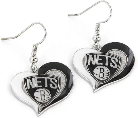 Brooklyn Nets Heart Swirl Earrings, NBA Licensed Cover