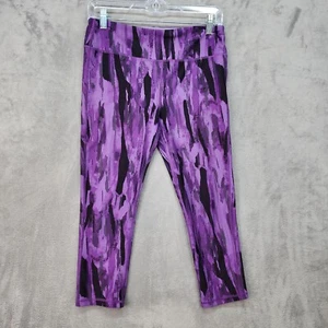 Marika Sport Capri Woman MEDIUM 8-10 Purple Black Pull On Active Wear Yoga Pants - Picture 1 of 8