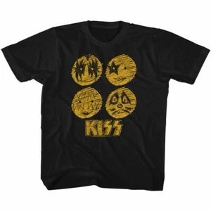 Kiss Sketchy Faces Black Toddler T-Shirt - Picture 1 of 2