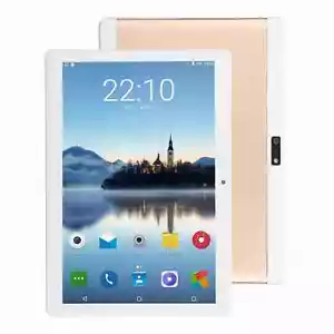 Gold UK Plug 10 Inch Tablet Dual SIM Octa Core 2GB 32GB Dual Cameras Speaker Set - Picture 1 of 12