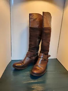 Brown Leather And Suede Kneehigh Riding Boots Size8 - Picture 1 of 5