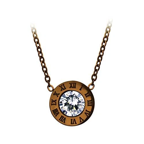 Colar feminino 555 joias aço inoxidável letras romanas solitário zircônia cúbica - Imagem 1 de 4