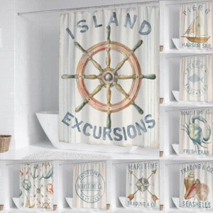 Extra Long Ship Anchor Shower Curtain Waterproof Bathroom Curtains w/Hooks New - Picture 1 of 38
